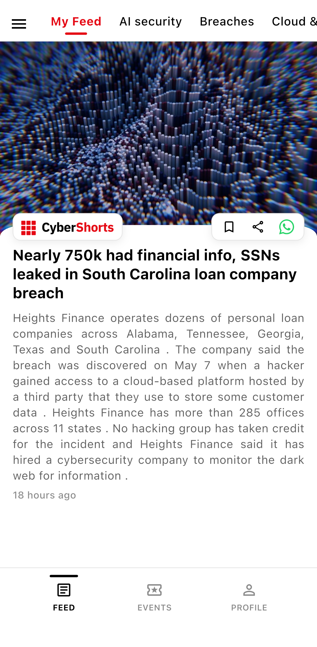 CyberShorts story: Nearly 750k had financial info and SSNs leaked in a South Carolina loan company breach